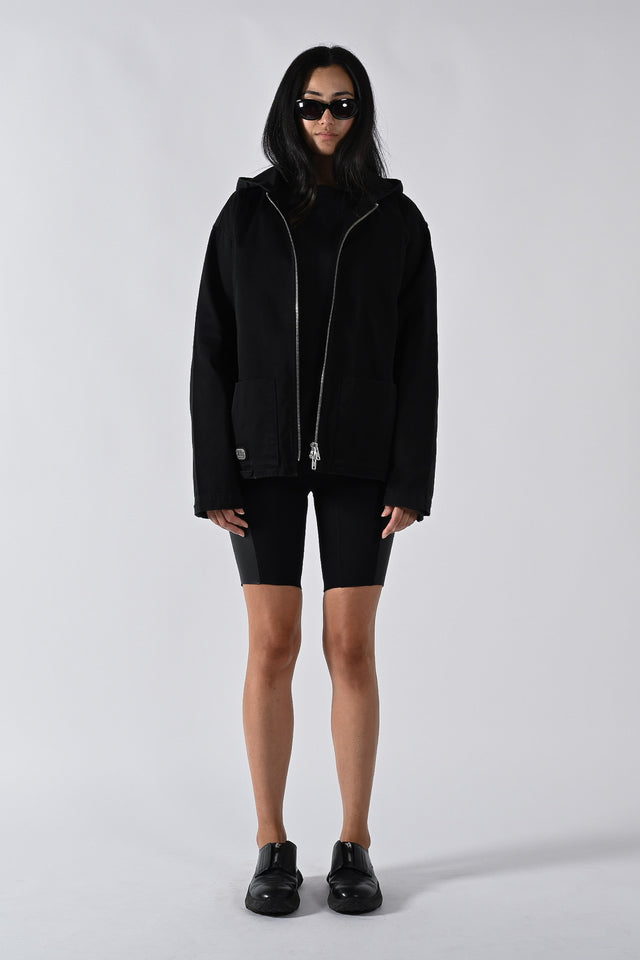 Lamination Hooded Jacket - Black