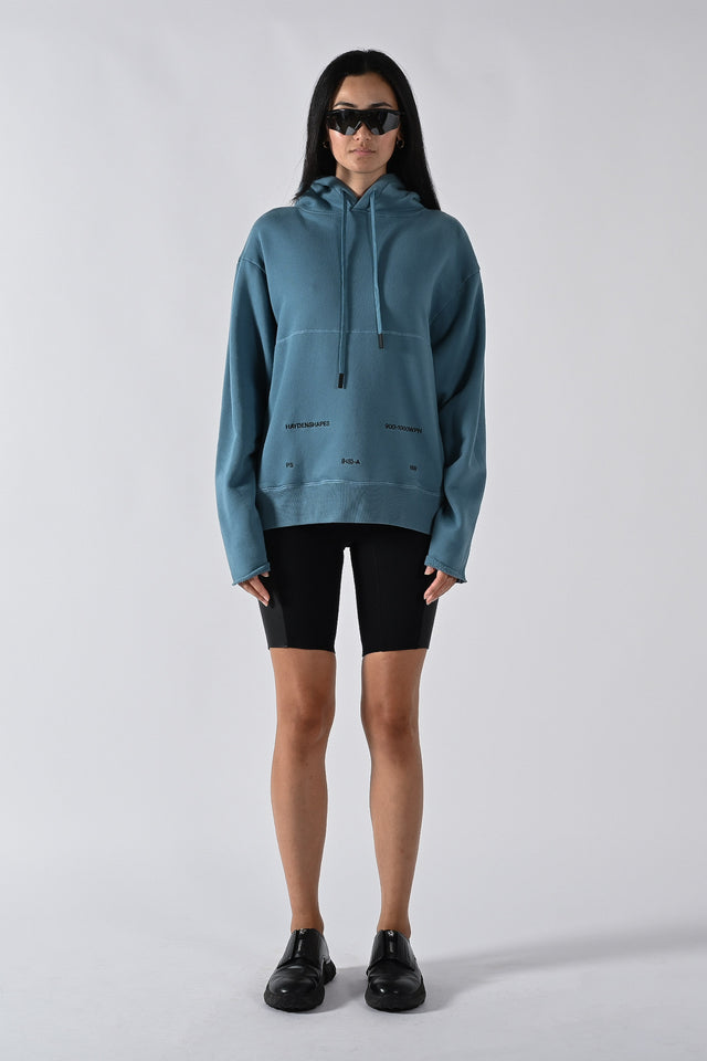 Waves Per Hour Cut Off Hooded Sweater - Ocean Blue