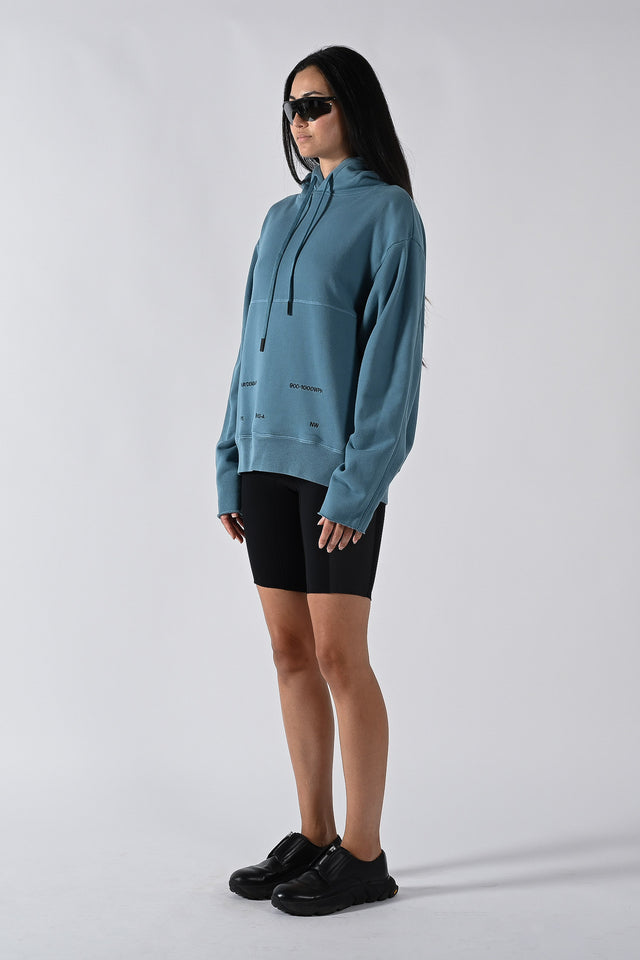 Waves Per Hour Cut Off Hooded Sweater - Ocean Blue