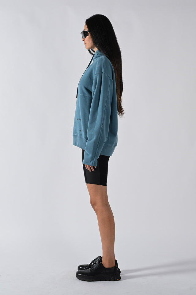 Waves Per Hour Cut Off Hooded Sweater - Ocean Blue
