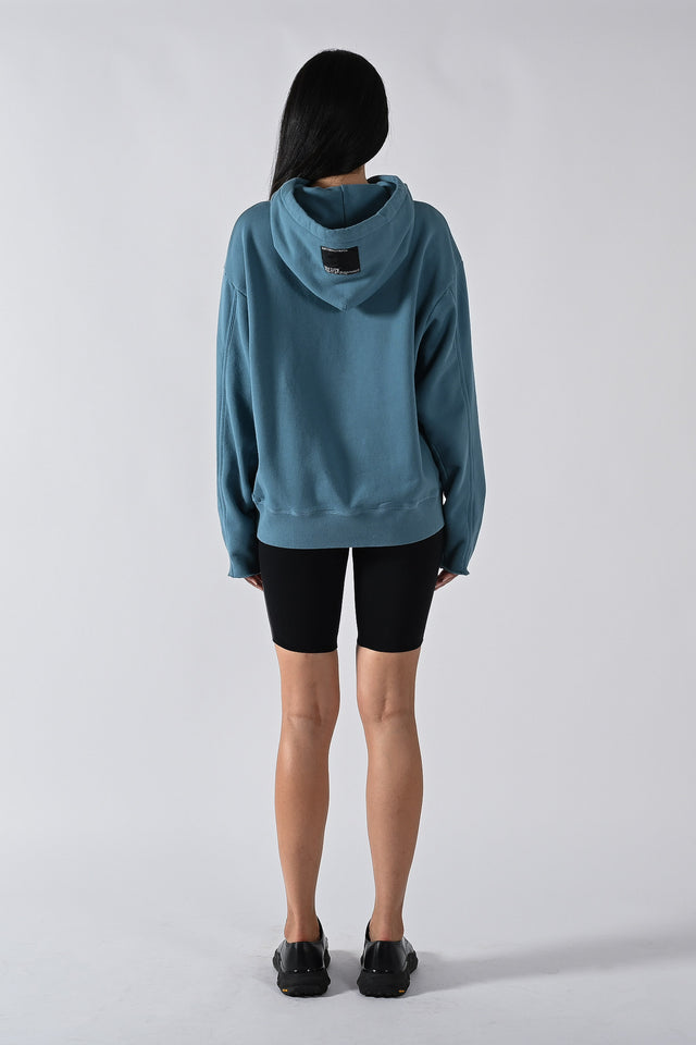 Waves Per Hour Cut Off Hooded Sweater - Ocean Blue