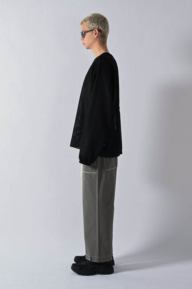 Utility Net Crew Long Sleeve Top - Black