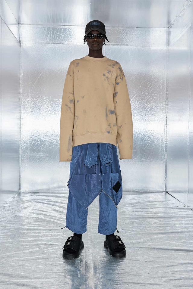 Cut Off Crew Sweater - Ash Brown Spray