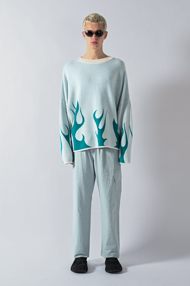 Merino Flame Knitted Sweater - Teal