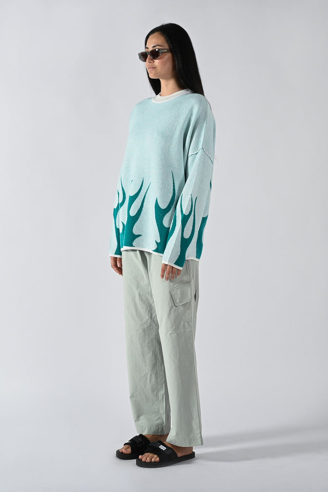 Merino Flame Knitted Sweater - Teal