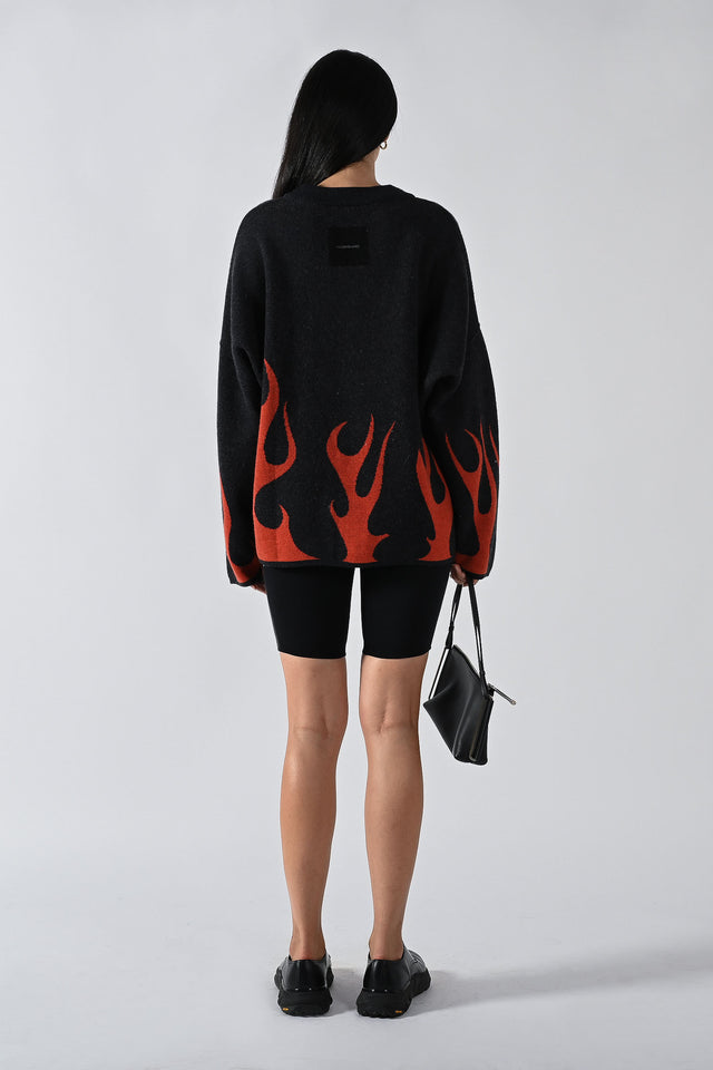Merino Flame Knitted Sweater - Red