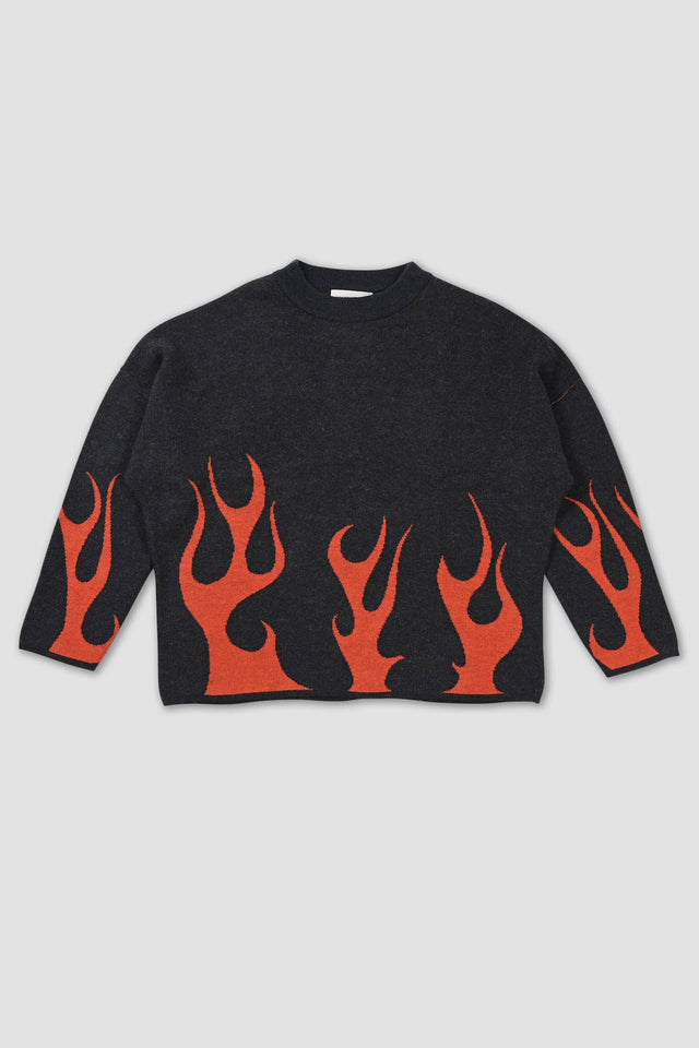 Merino Flame Knitted Sweater - Red