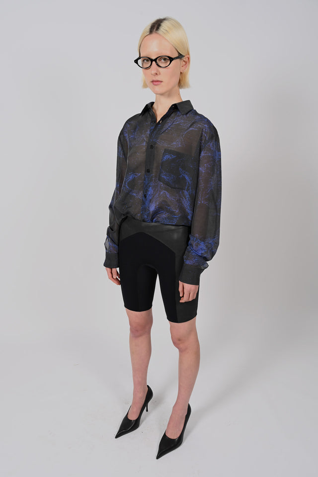 LS Sheer Black Sea Button up Shirt Unisex