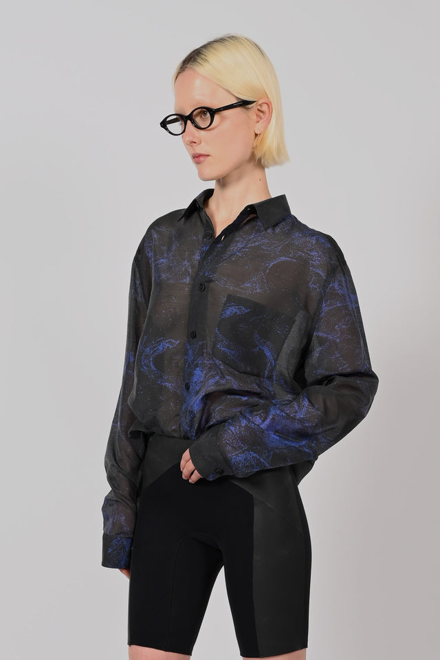 LS Sheer Black Sea Button up Shirt Unisex