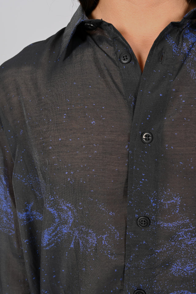 LS Sheer Black Sea Button up Shirt