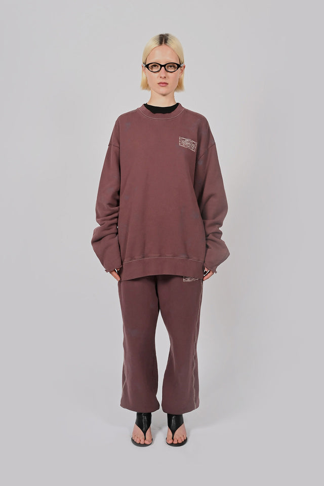 Cut Off Crew Sweater - Burgundy Unisex