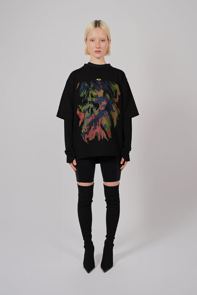 LS Double Tee Bleached Flame Unisex